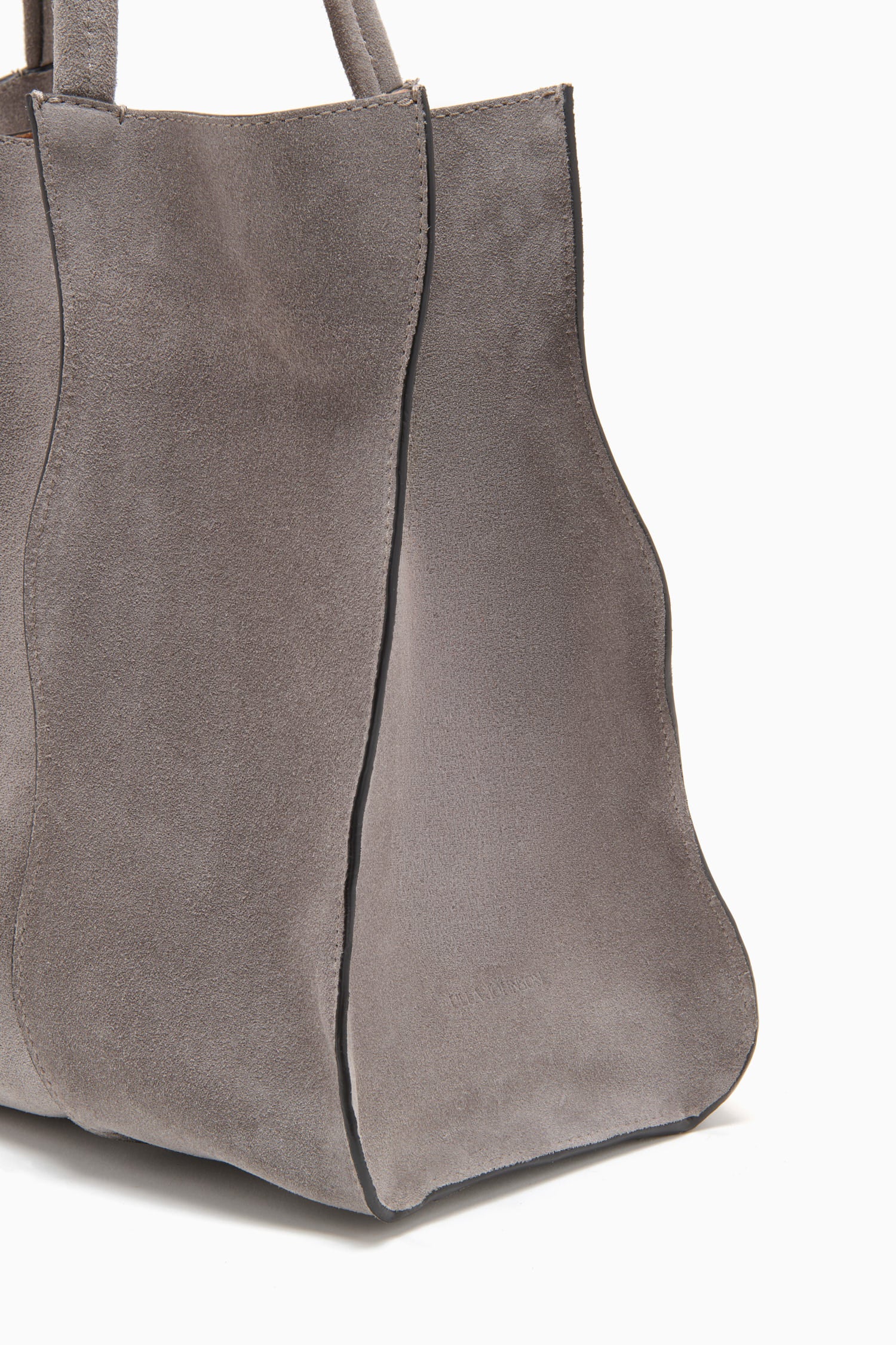 Ulla Johnson Dove Grey Suede Large Tote - Panel Seam and Hand-Painted Edge Detail | Ulla Johnson