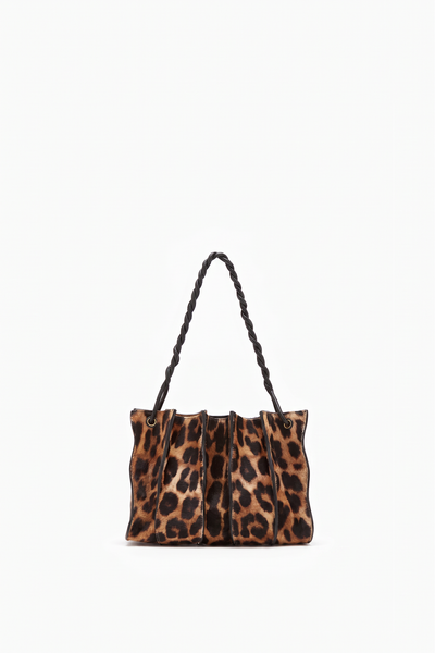 Leopard Haircalf Shoulder Bag - Front View with Braided Strap | Ulla Johnson