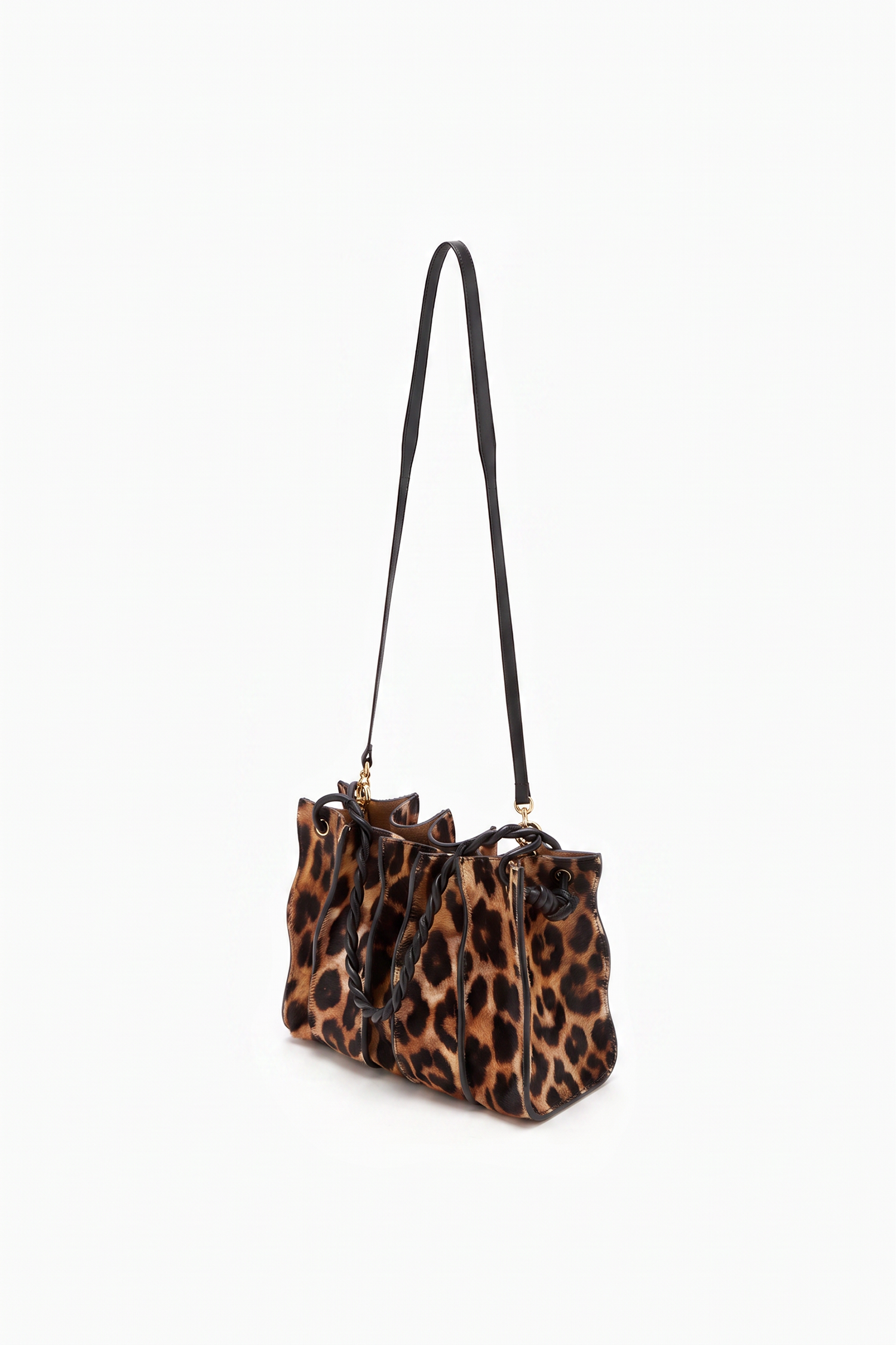 Ulla Johnson Leopard Haircalf Crossbody Bag - Side Profile with Long Leather Strap | Ulla Johnson