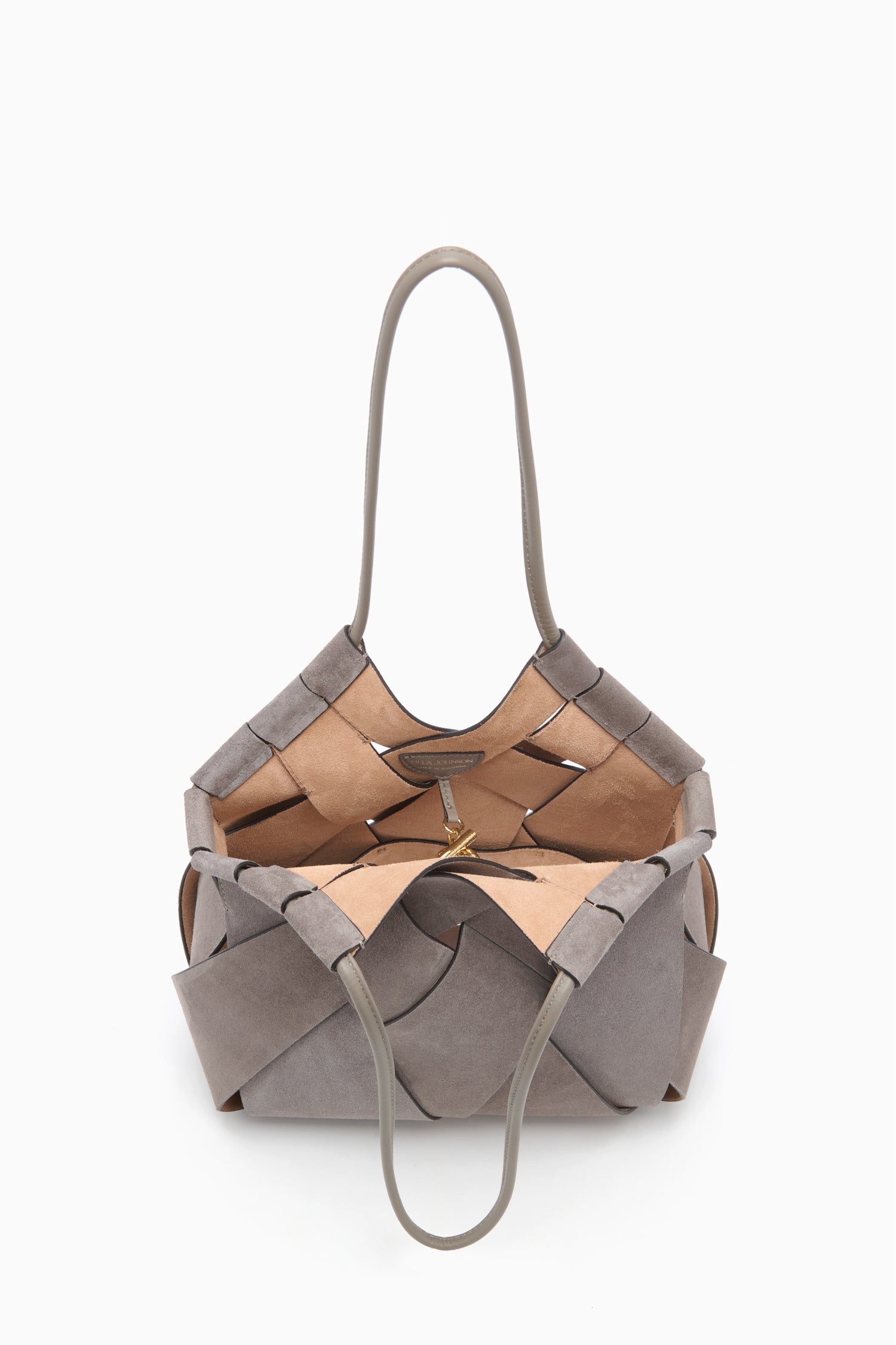 Ulla Johnson Dove Luxury Suede Shoulder Bag - Interior and Strap Detail, Top View | Ulla Johnson