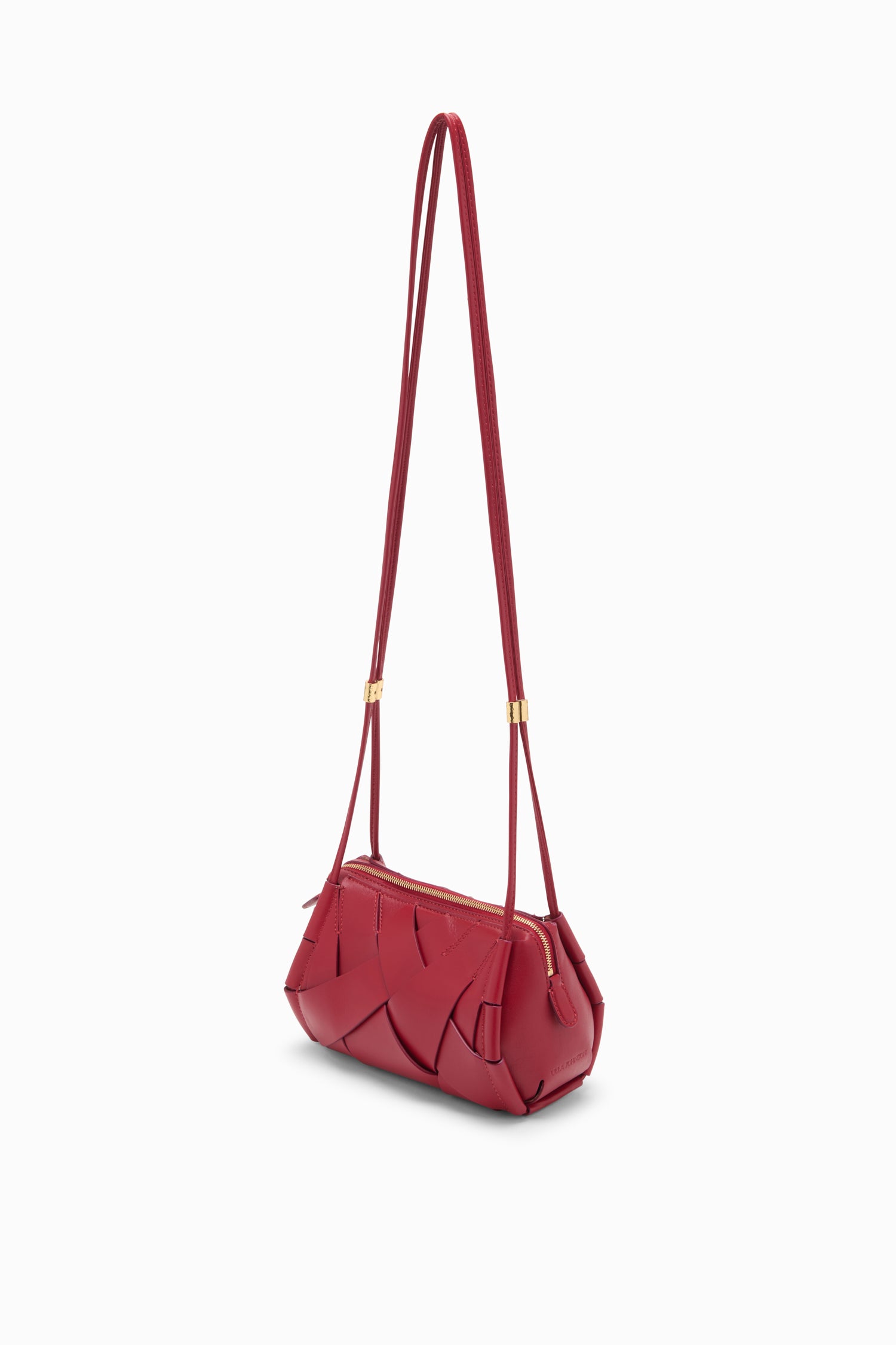 Ulla Johnson Claret Hand-Woven Lambskin Camera Bag - Three-Quarter Angle | Ulla Johnson