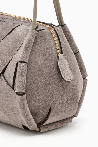 Grey Woven Leather Weave and Gold Hardware Close-Up Detail | Ulla Johnson