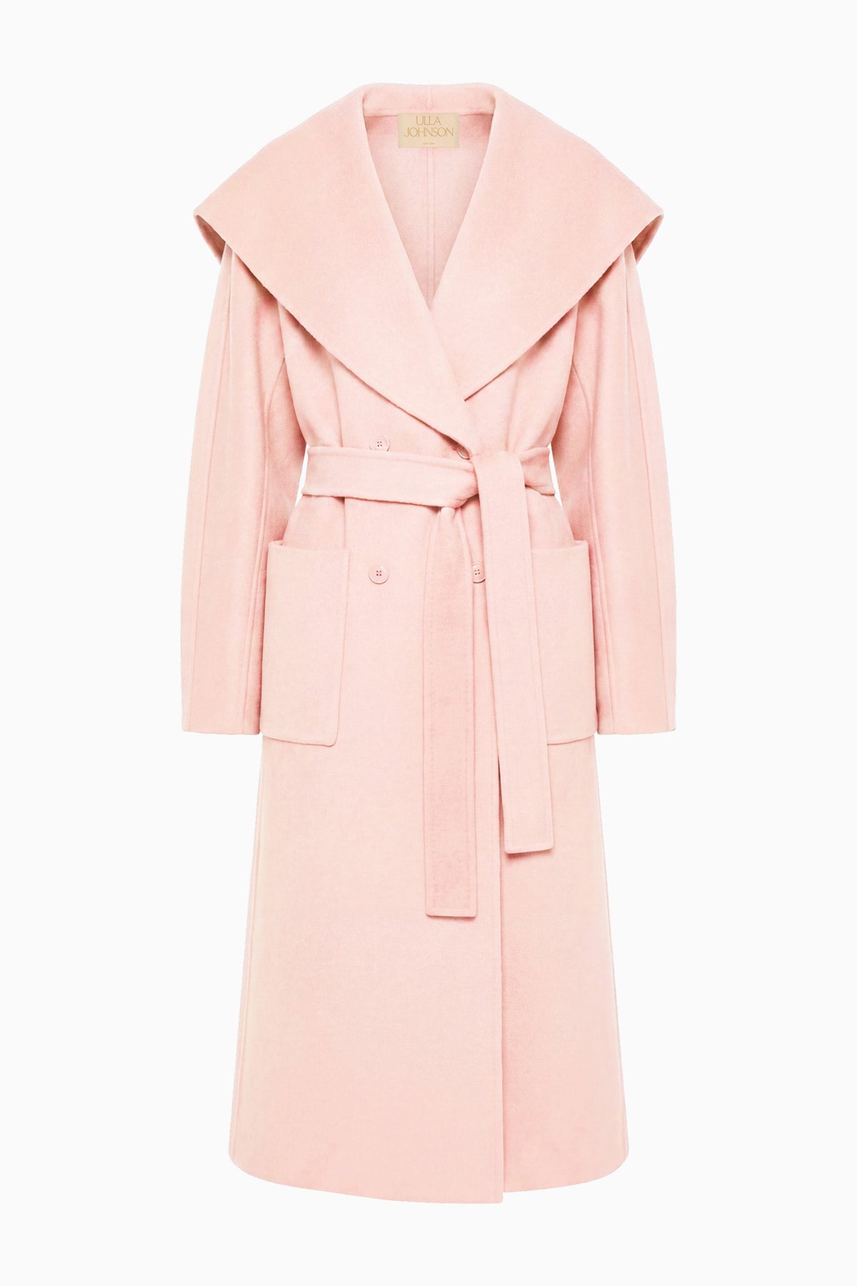 Powder Luxury Wool Cashmere Belted Coat - Flat Lay, White Background | Ulla Johnson