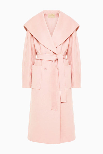 Powder Luxury Wool Cashmere Belted Coat - Flat Lay, White Background | Ulla Johnson