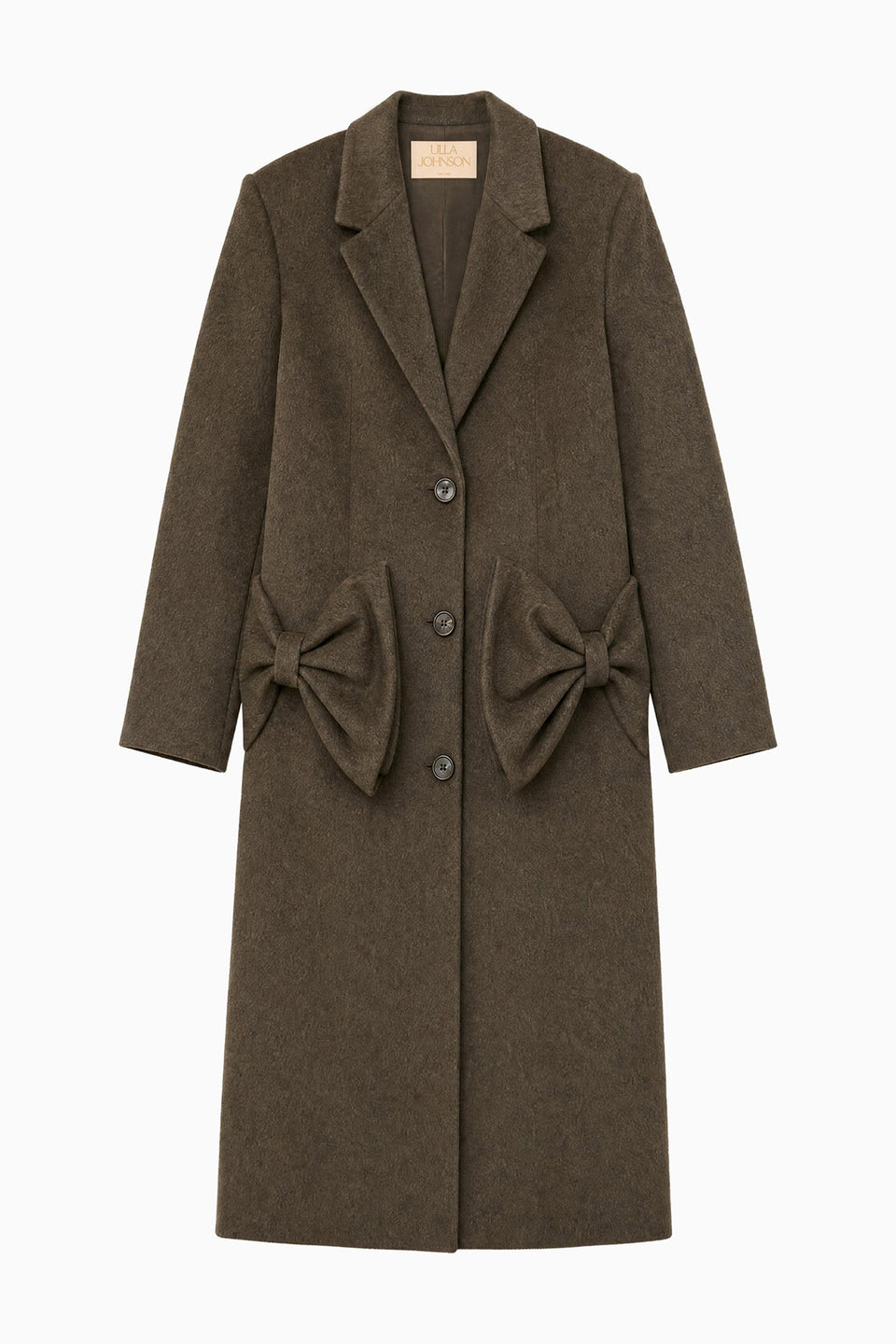 Willow Green Premium Wool Coat - Runway Look, Open Front with Embellished Layer | Ulla Johnson