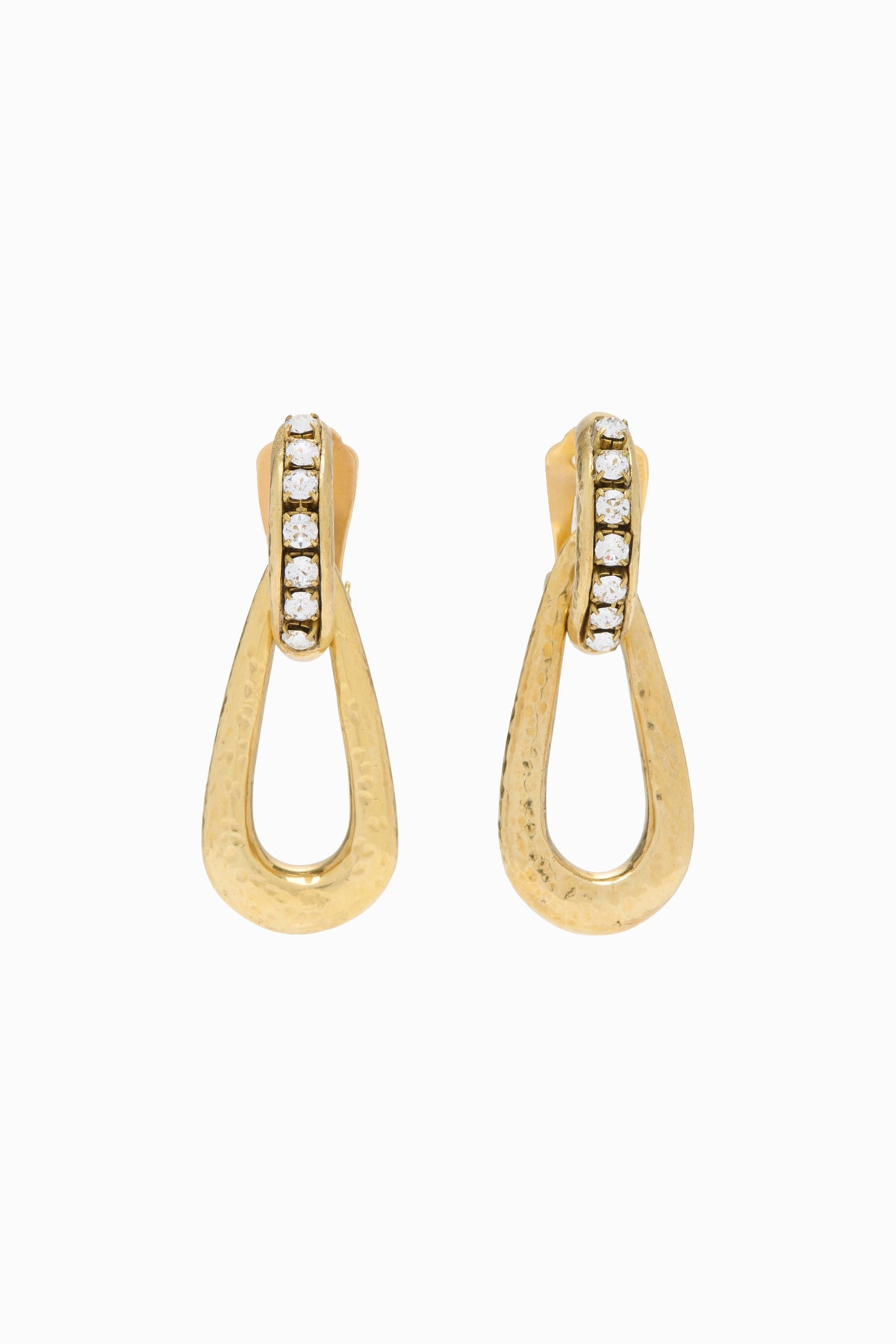 Gold Brass Pavé Teardrop Earrings - Pair Flat Lay | Ulla Johnson