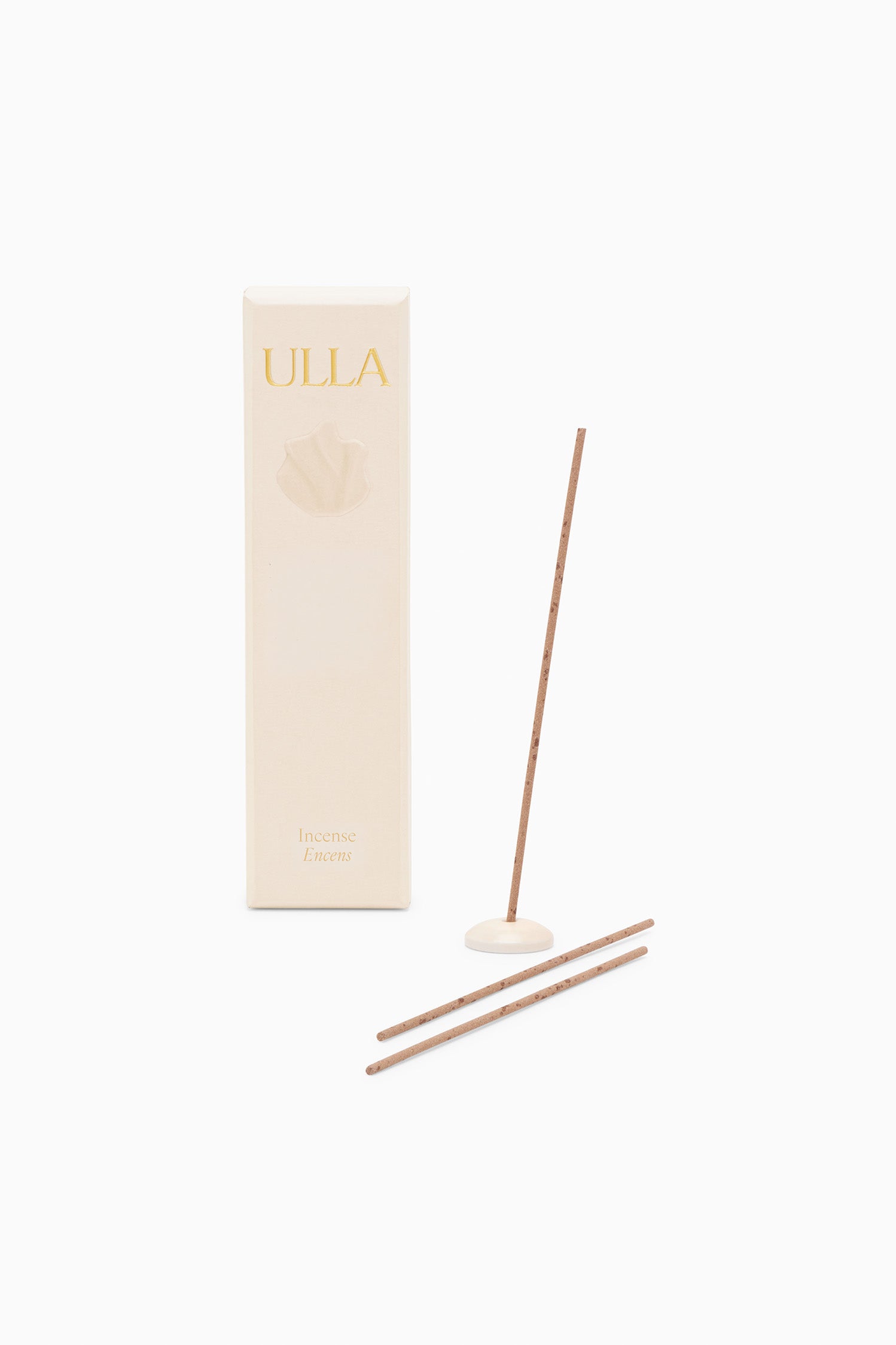 Ulla Johnson ULLA Coral Incense with Cream Box Packaging and Stone Holder - Full Set View | Ulla Johnson