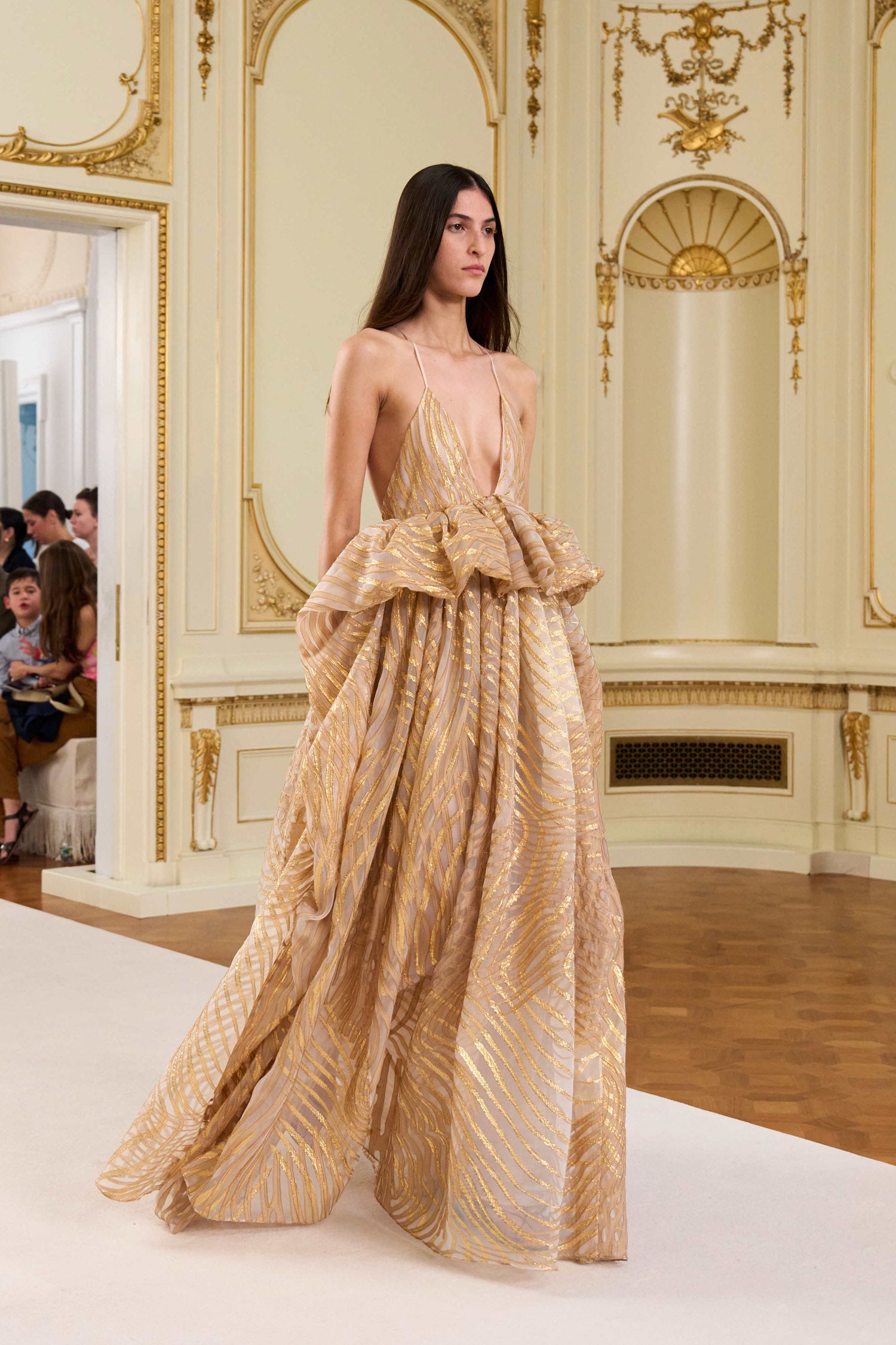 Ulla Johnson Camelia Gown in Gold Lurex Organza - SS26 Runway Look 41, Designer Gown | Ulla Johnson