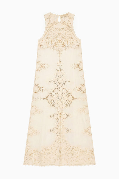 Ivory Embroidered Linen Dress - Flat Lay Full Length | Ulla Johnson