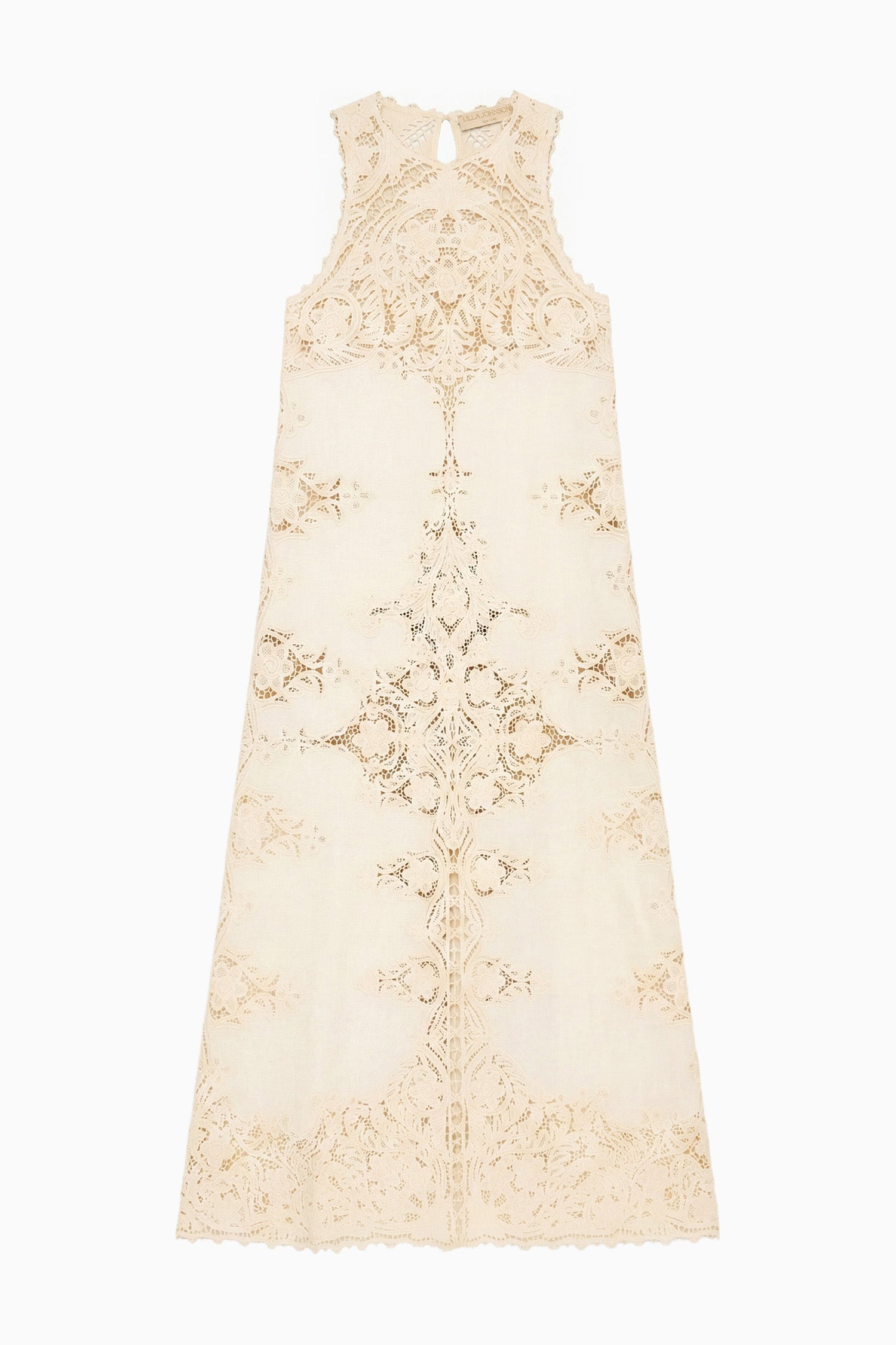 Ulla Johnson Ivory Embroidered Linen Dress - Flat Lay Full Length | Ulla Johnson