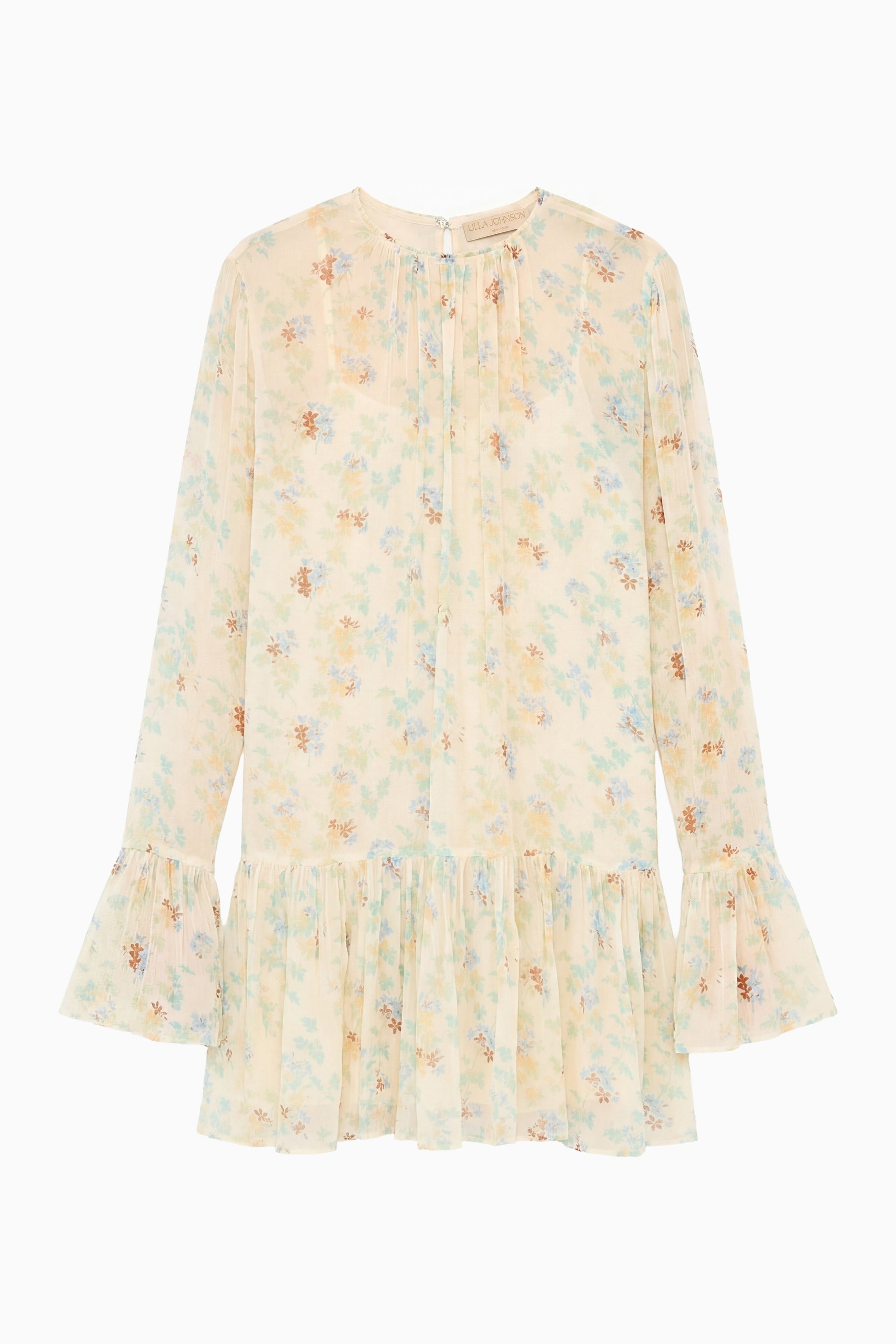 Ulla Johnson ⁣⁢Robe mini en mousseline de soie de créateur Moon Petal - Vue à plat, imprimé floral botanique | Ulla Johnson⁤⁣