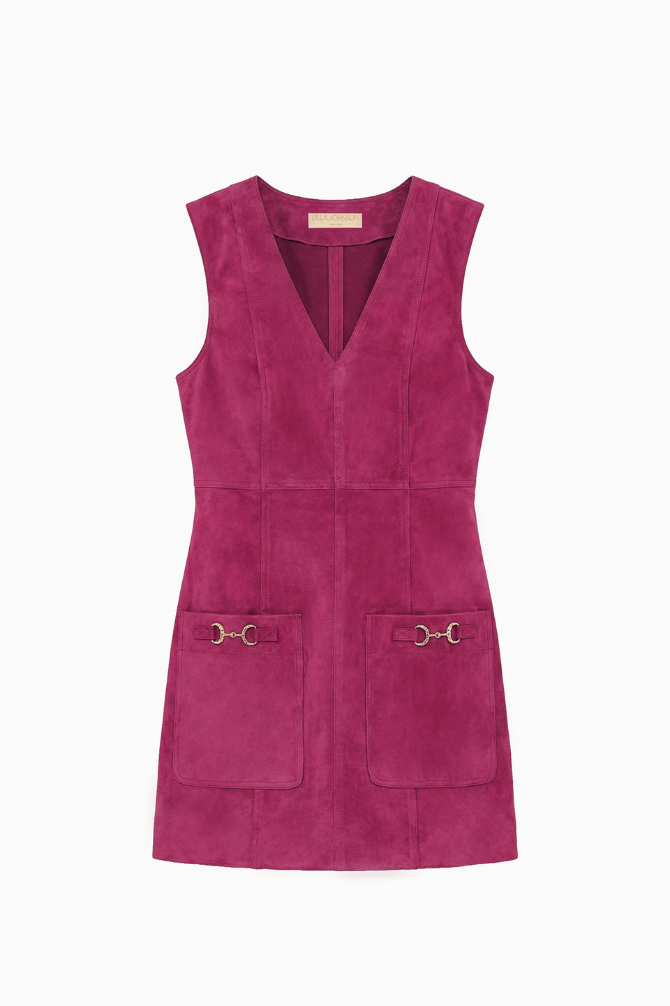 Iris Purple Suede Mini Dress - Flat Lay with Gold Hardware Detail | Ulla Johnson