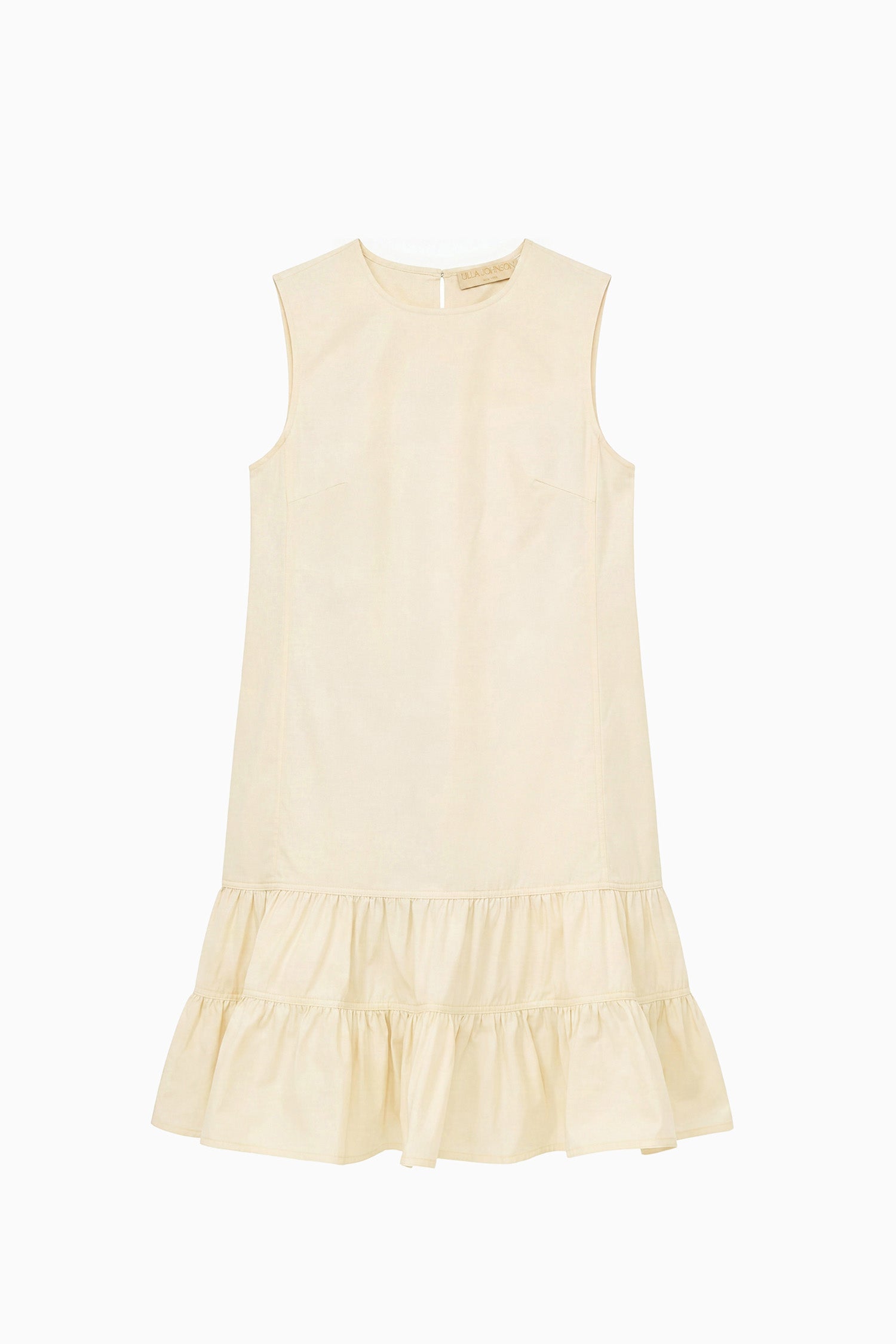Ulla Johnson Butter Nylon Cecily Mini Dress, Sleeveless Shift with Tiered Hem - Flat Lay | Ulla Johnson