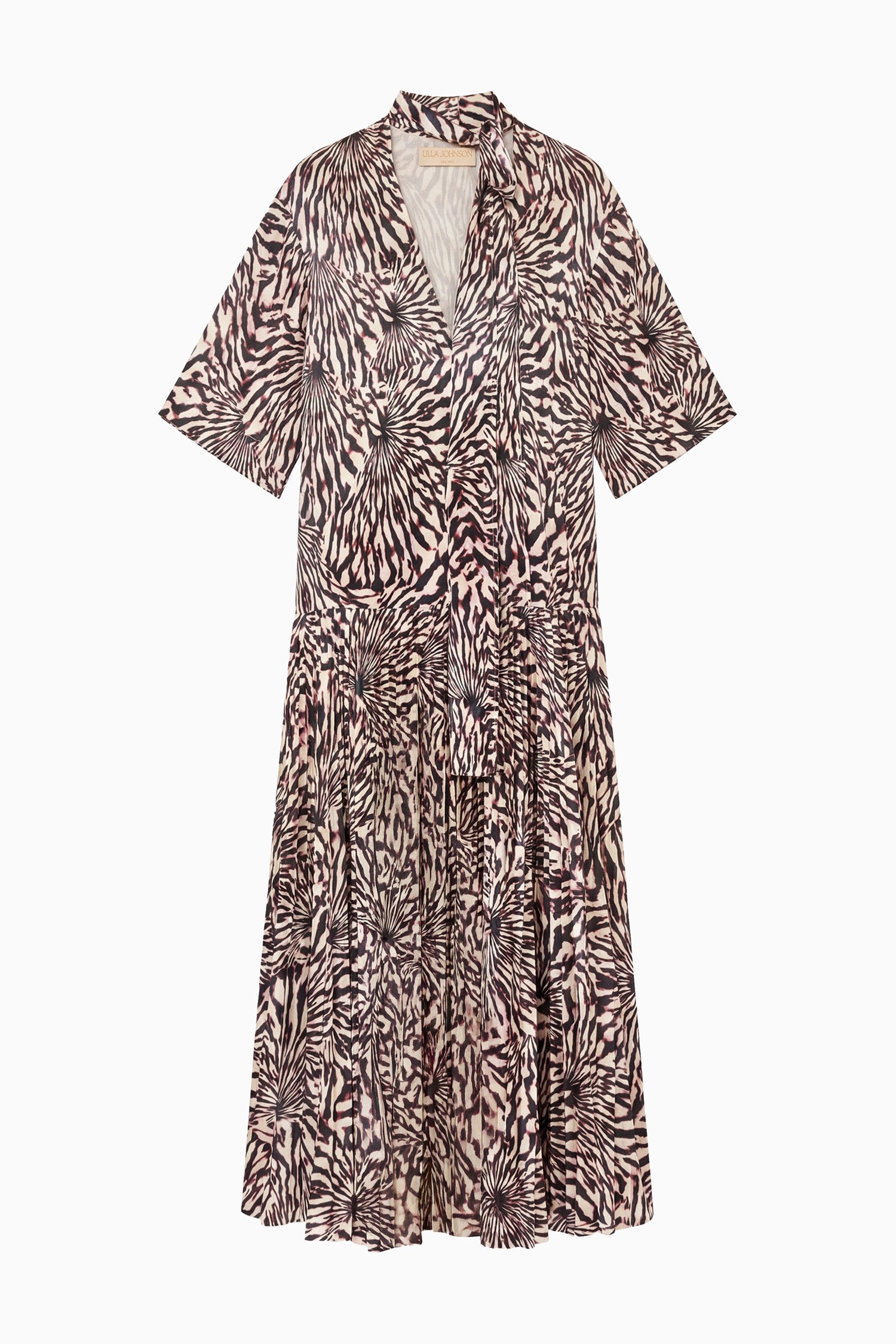 Ulla Johnson Linya Luxury Satin Dress in Rhodonite Print - Flat Lay | Ulla Johnson