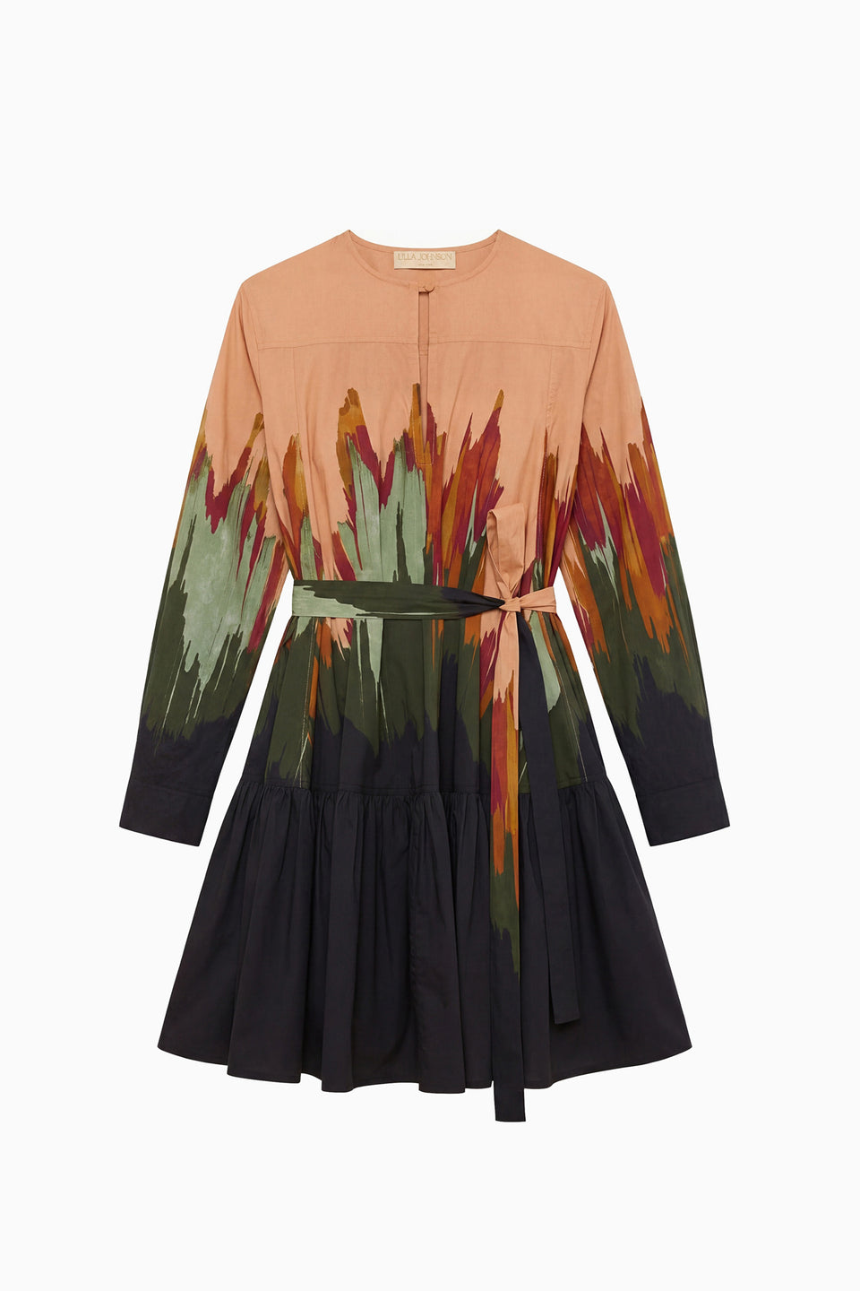 Agate Dip-Dyed Cotton Poplin Long Sleeve Mini Dress with Waist Tie - Flat Lay | Ulla Johnson