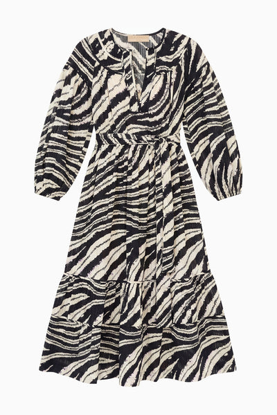 Shibori Wave Cotton Maxi Dress, Belted Waist - Flat Lay | Ulla Johnson