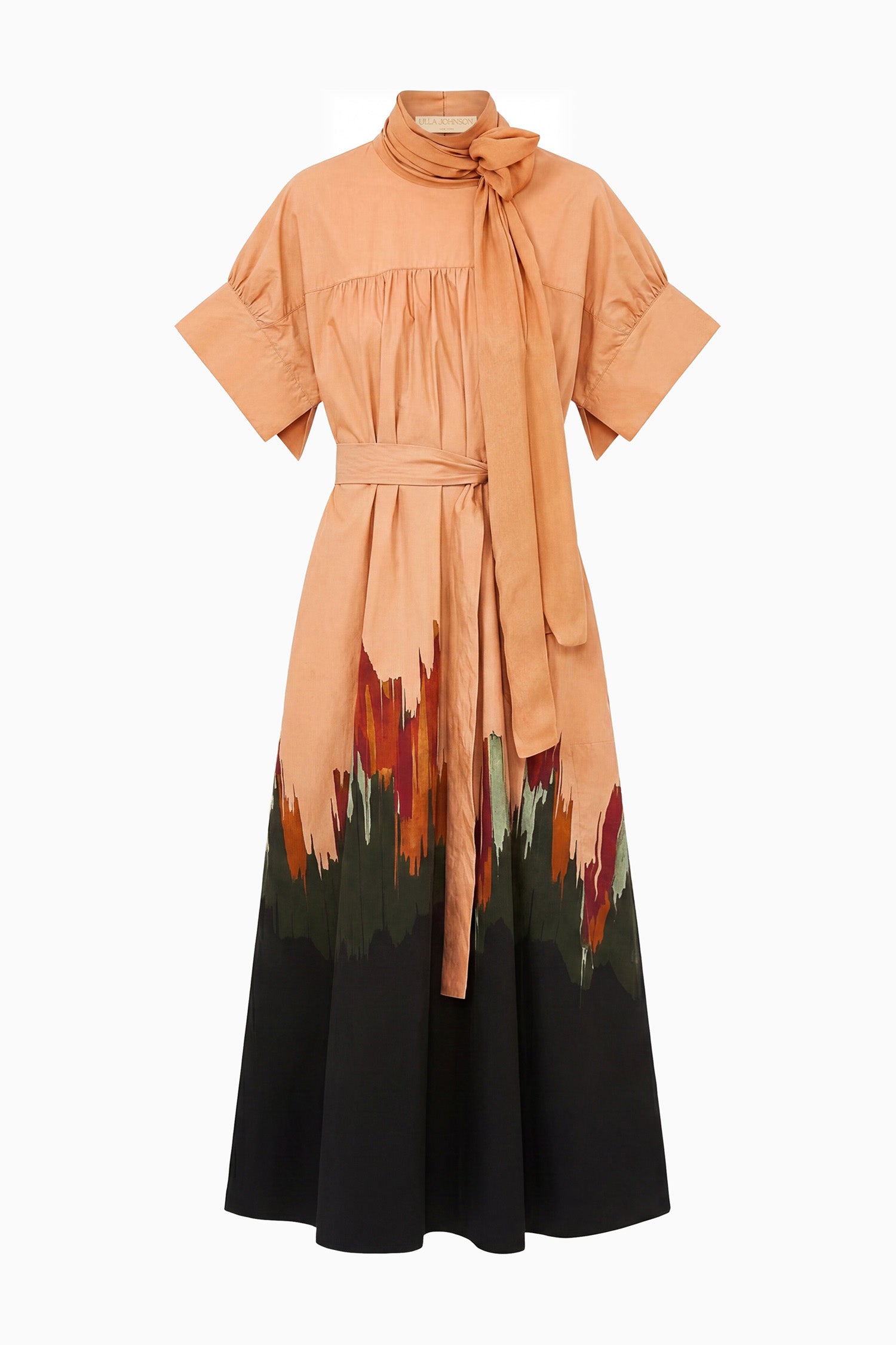 Ulla Johnson ⁣⁢Robe midi en popeline de coton Agate dip-dye de créateur avec lien en mousseline - À plat | Ulla Johnson⁤⁣