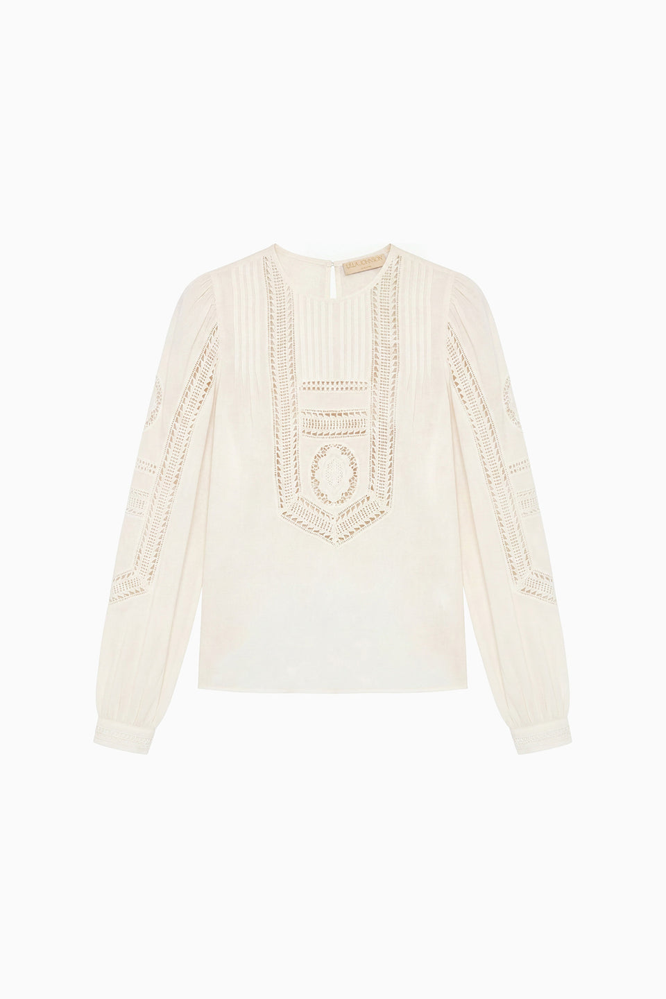 Marlowe Pristine Cotton Voile Lace Appliqué Blouse - Flat Lay | Ulla Johnson