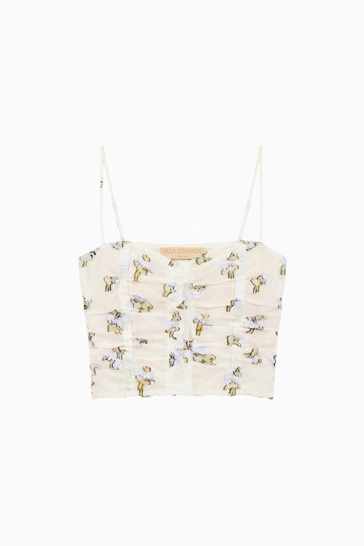 ⁣⁢Violet Leaf Haut bustier court en organza fil coupé - Vue à plat | Ulla Johnson⁤⁣