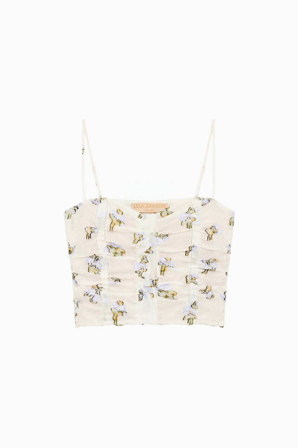 Violet Leaf Fil Coupé Organza Cropped Bustier Top - Flat Lay | Ulla Johnson