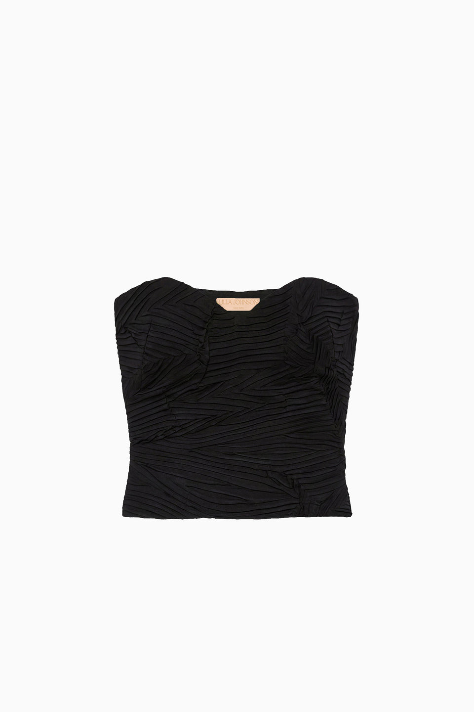 Noir Wave Crinkled Satin Cropped Bustier Top - Flat Lay | Ulla Johnson