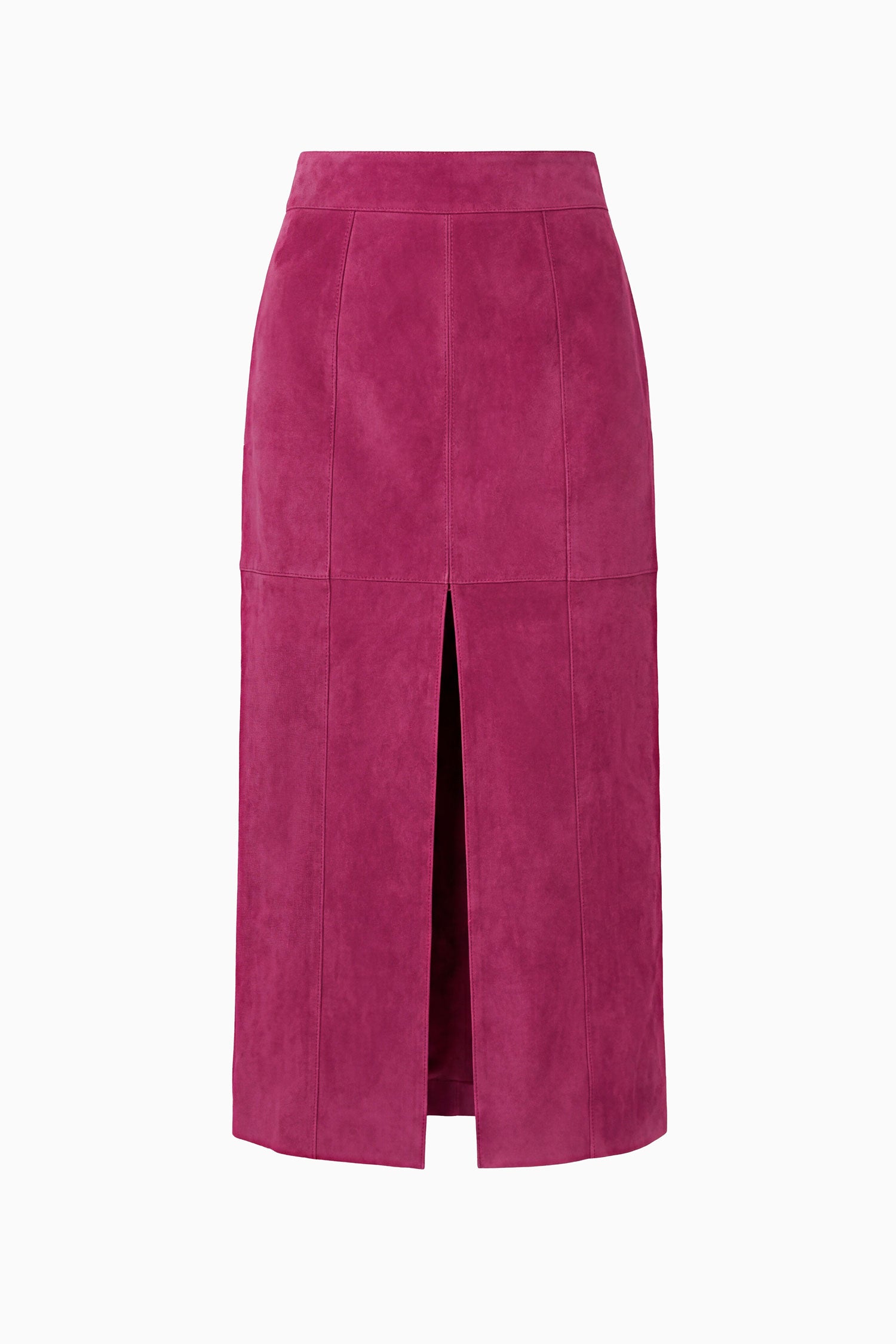 Ulla Johnson Iris Lamb Suede Pencil Midi Skirt with Center Slit - Flat Lay on White | Ulla Johnson