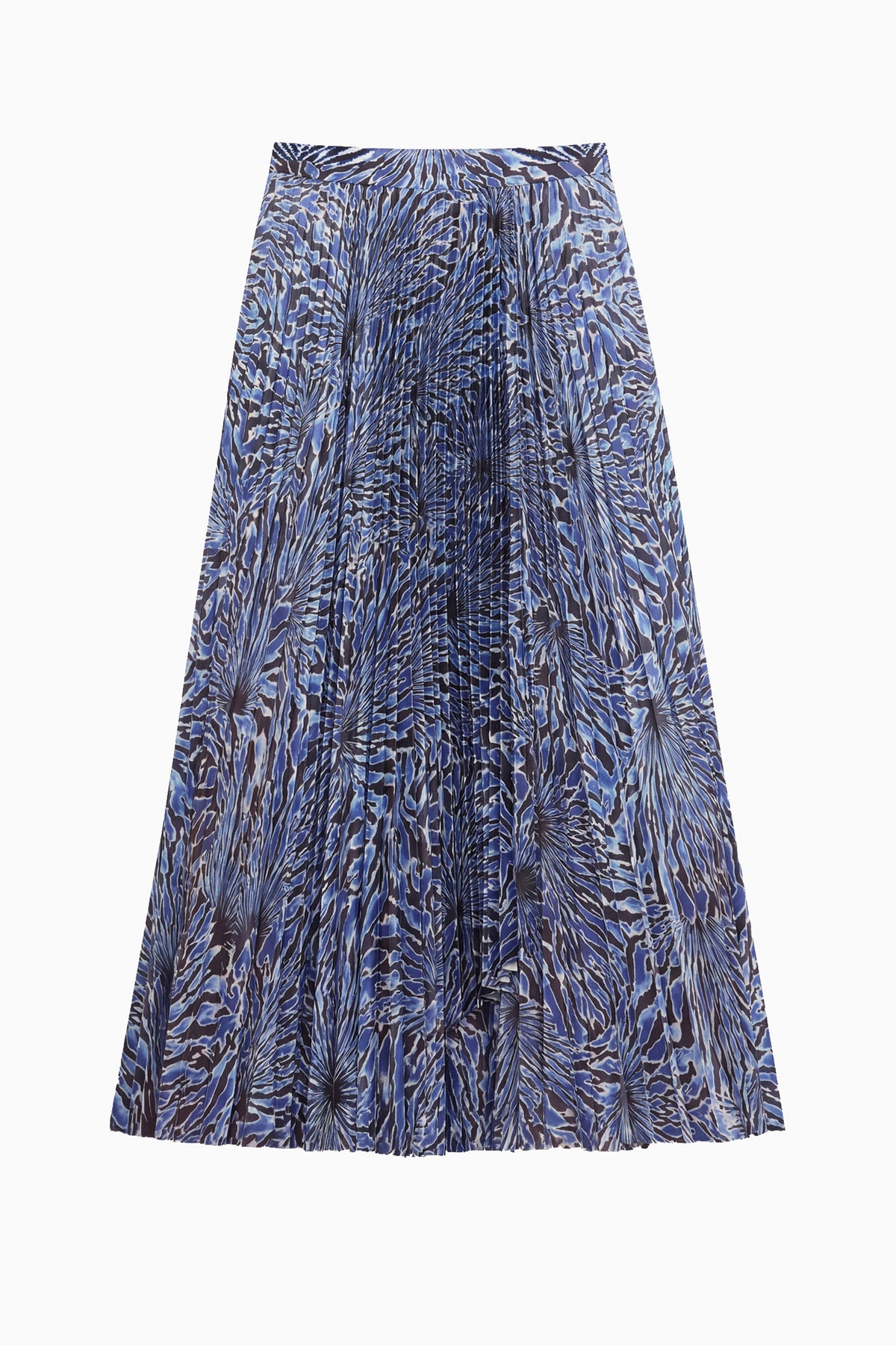 Lapis Pleated Satin Midi Skirt in Seashell Print - Flat Lay | Ulla Johnson