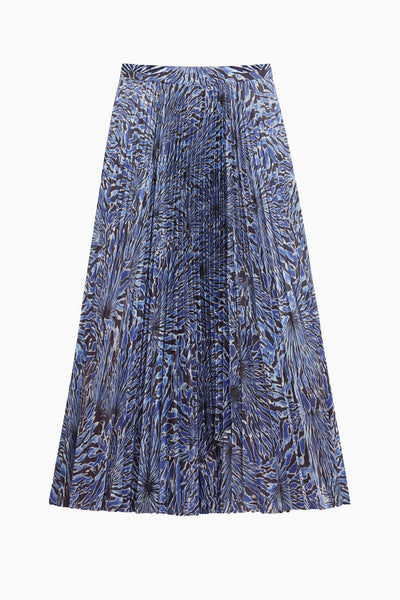 Lapis Pleated Satin Midi Skirt in Seashell Print - Flat Lay | Ulla Johnson