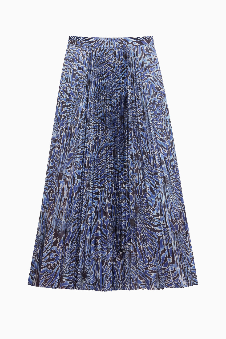 Lapis Pleated Satin Midi Skirt in Seashell Print - Flat Lay | Ulla Johnson