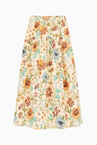 Abalone Floral Cotton Midi Skirt - Flat Lay, Luxury Designer Poplin | Ulla Johnson