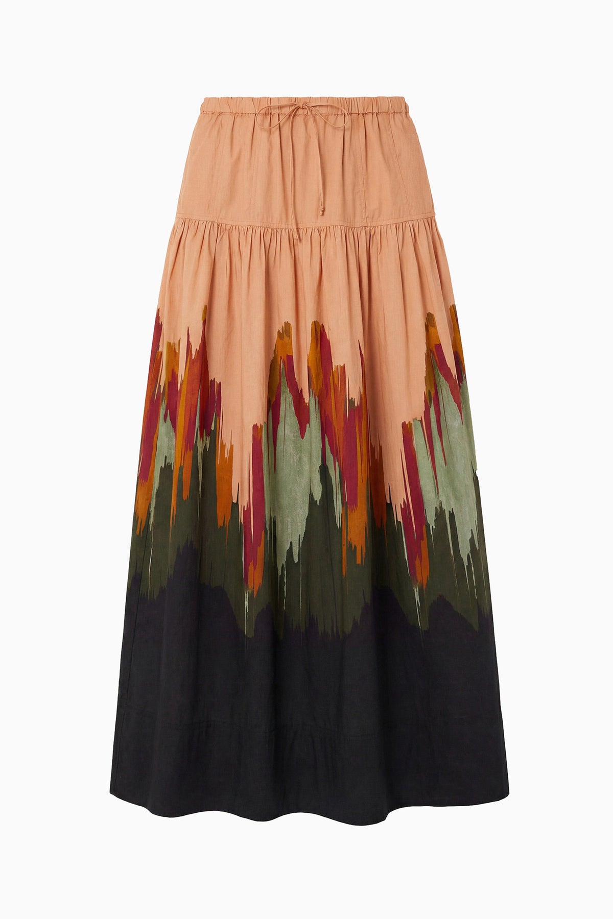 ⁣⁢Agate Luxe Katoen Popeline Theodora Midirok, Gestural Border Print - Flat Lay | Ulla Johnson⁤⁣