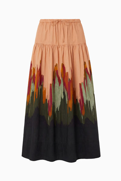 ⁣⁢Agate Luxe Katoen Popeline Theodora Midirok, Gestural Border Print - Flat Lay | Ulla Johnson⁤⁣
