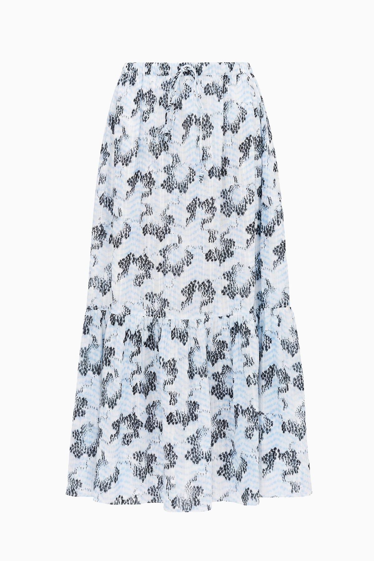 Ciel Designer Cotton Midi Skirt - Flat Lay, Tiered Gathered Hem | Ulla Johnson