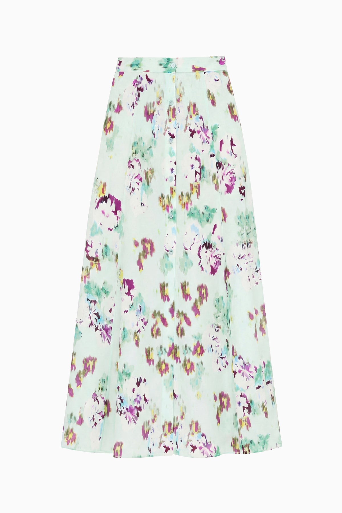 ⁣⁢Gonna Midi di Lusso in Seta con Stampa Ikat Oasis - Flat Lay, A-Line di Designer | Ulla Johnson⁤⁣