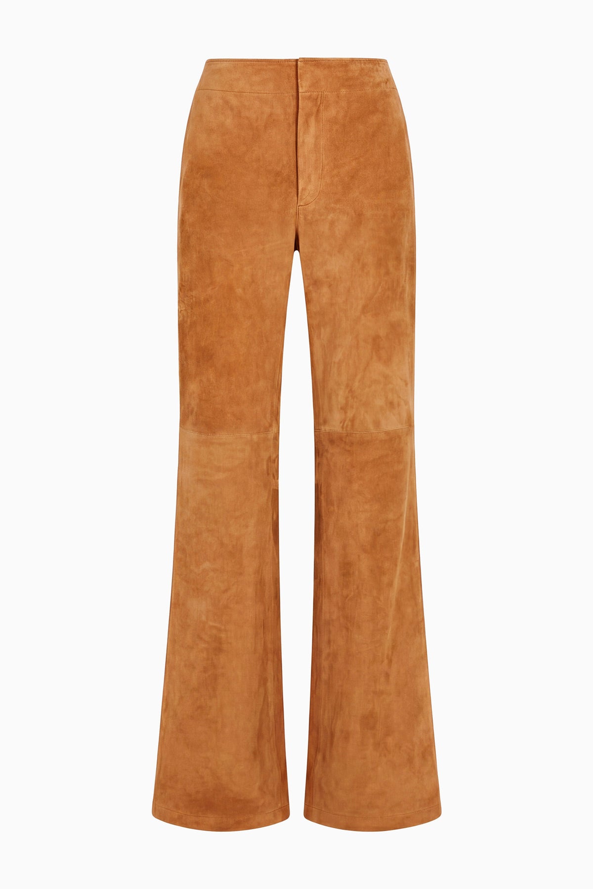 Cognac Lamb Suede Trouser - Flat Lay, Designer Suede Pants | Ulla Johnson