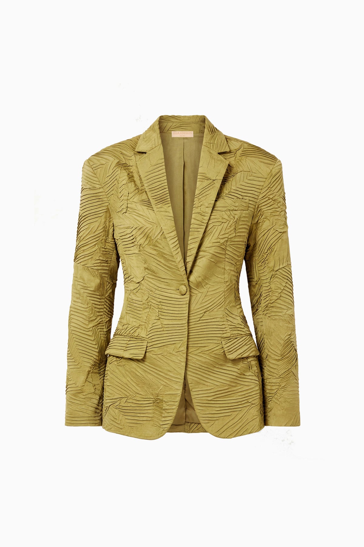 Moss Gold Textured Satin Blazer - Flat Lay, Single-Button Front | Ulla Johnson