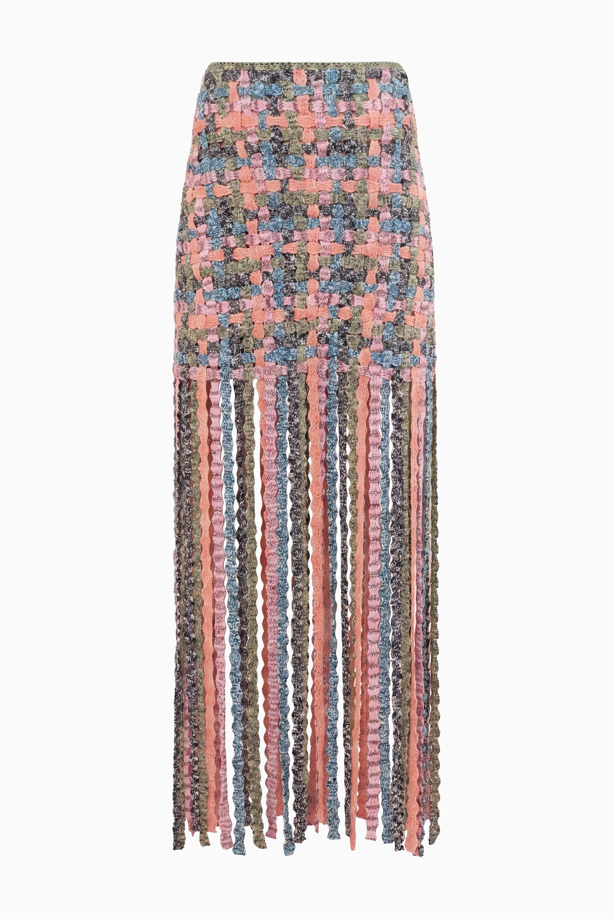 Sunweave Gais Macramé Knit Fringe Skirt, Flat Lay - Space-Dyed Basketweave | Ulla Johnson