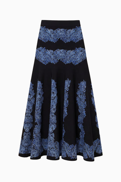Lapis Designer Jacquard A-Line Midi Skirt - Flat Lay, White Background | Ulla Johnson