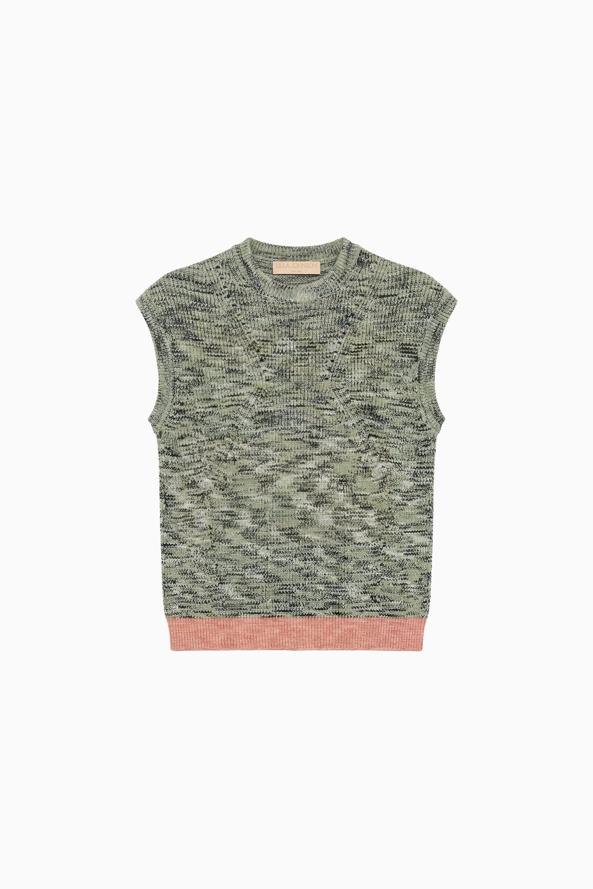 Ulla Johnson Piedstone Space-Dyed Cotton Knit Sleeveless Top with Contrast Trim - Flat Lay | Ulla Johnson