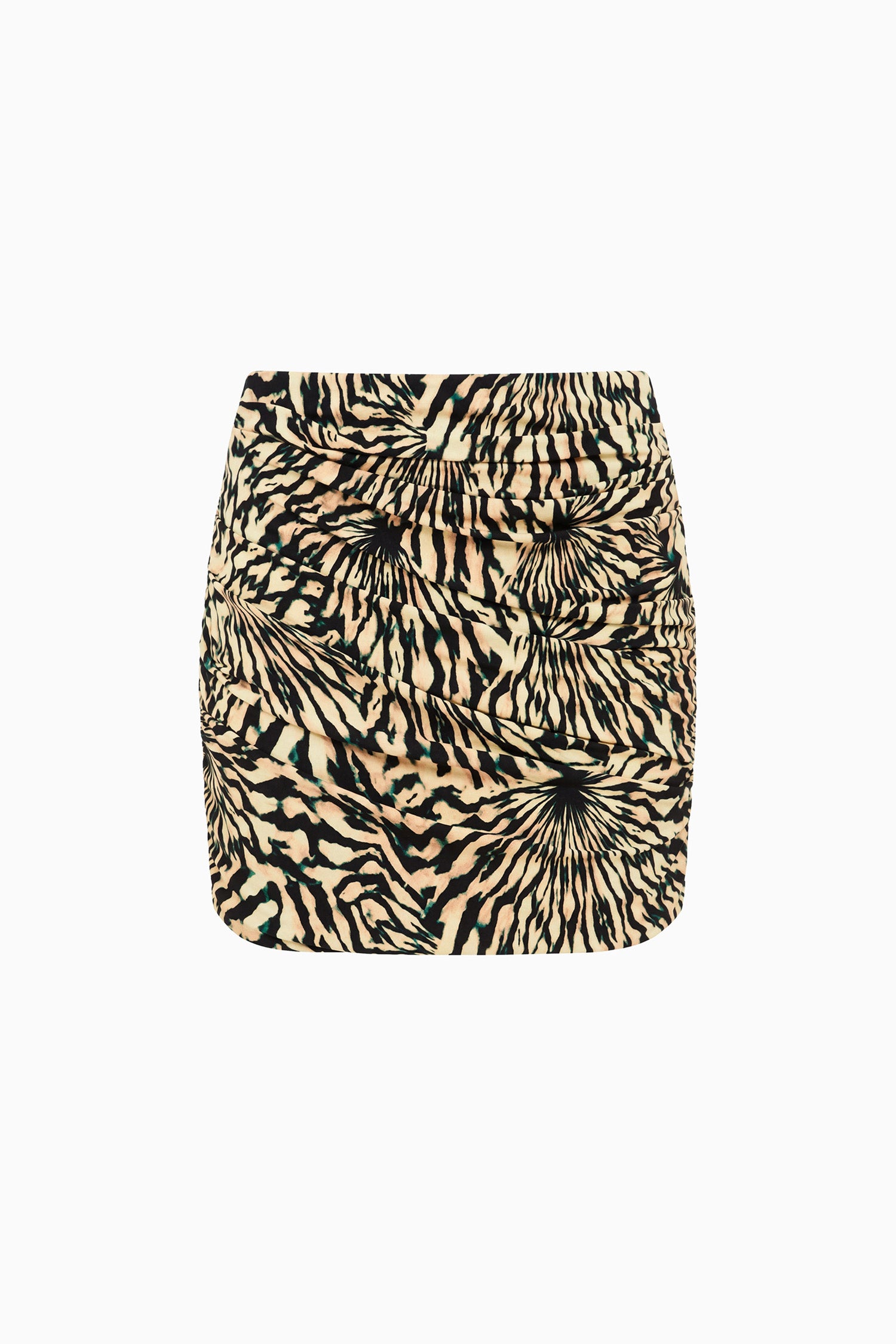 Ulla Johnson Celestite Shibori-Print Ruched Jersey Mini Skirt - Flat Lay | Ulla Johnson