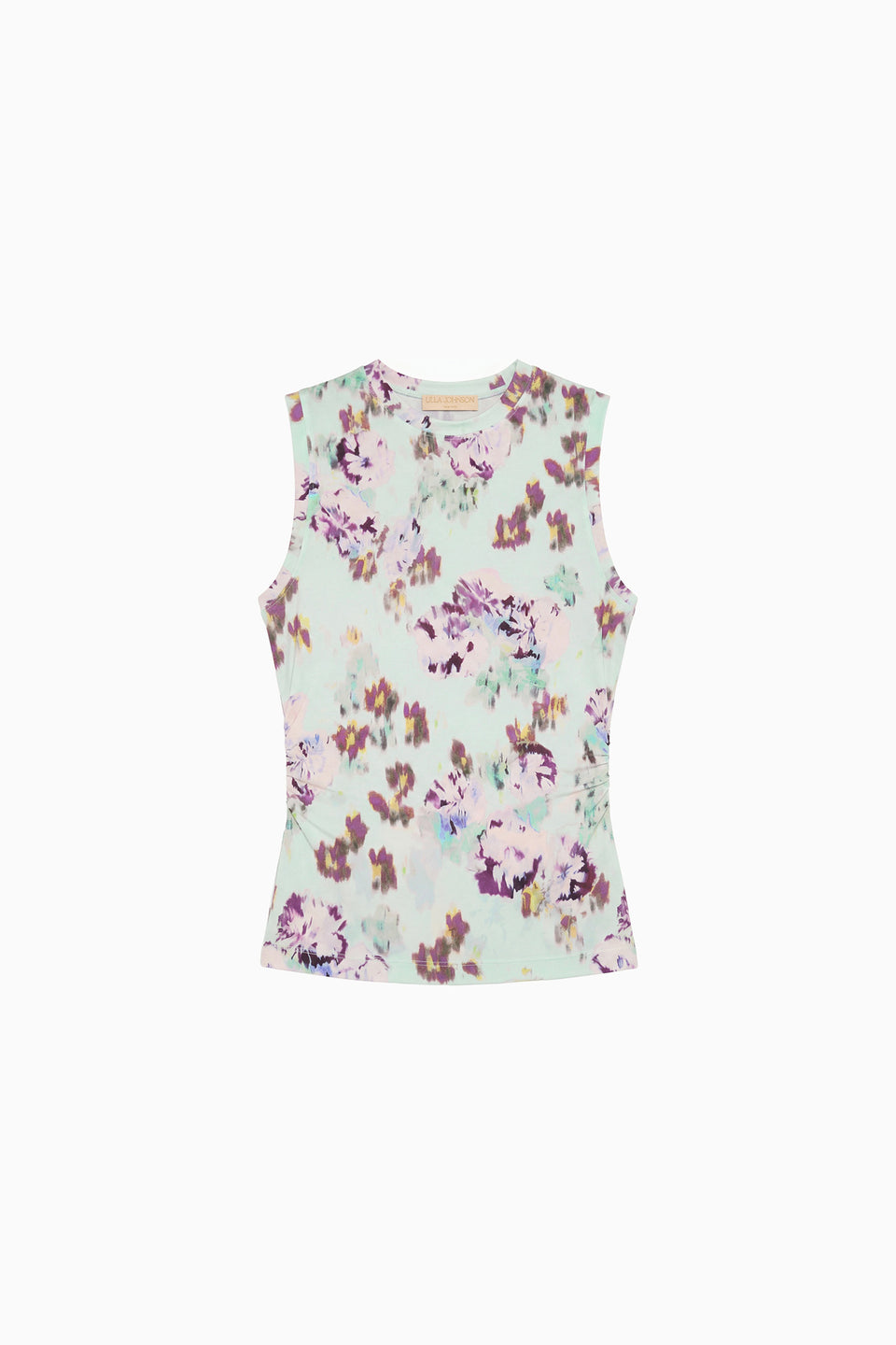 Oasis Mint Ikat Floral Sleeveless Jersey Top - Flat Lay | Ulla Johnson