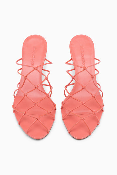 Crimson Vegan Leather Colette Kitten Heel Sandals - Top-Down Pair View | Ulla Johnson