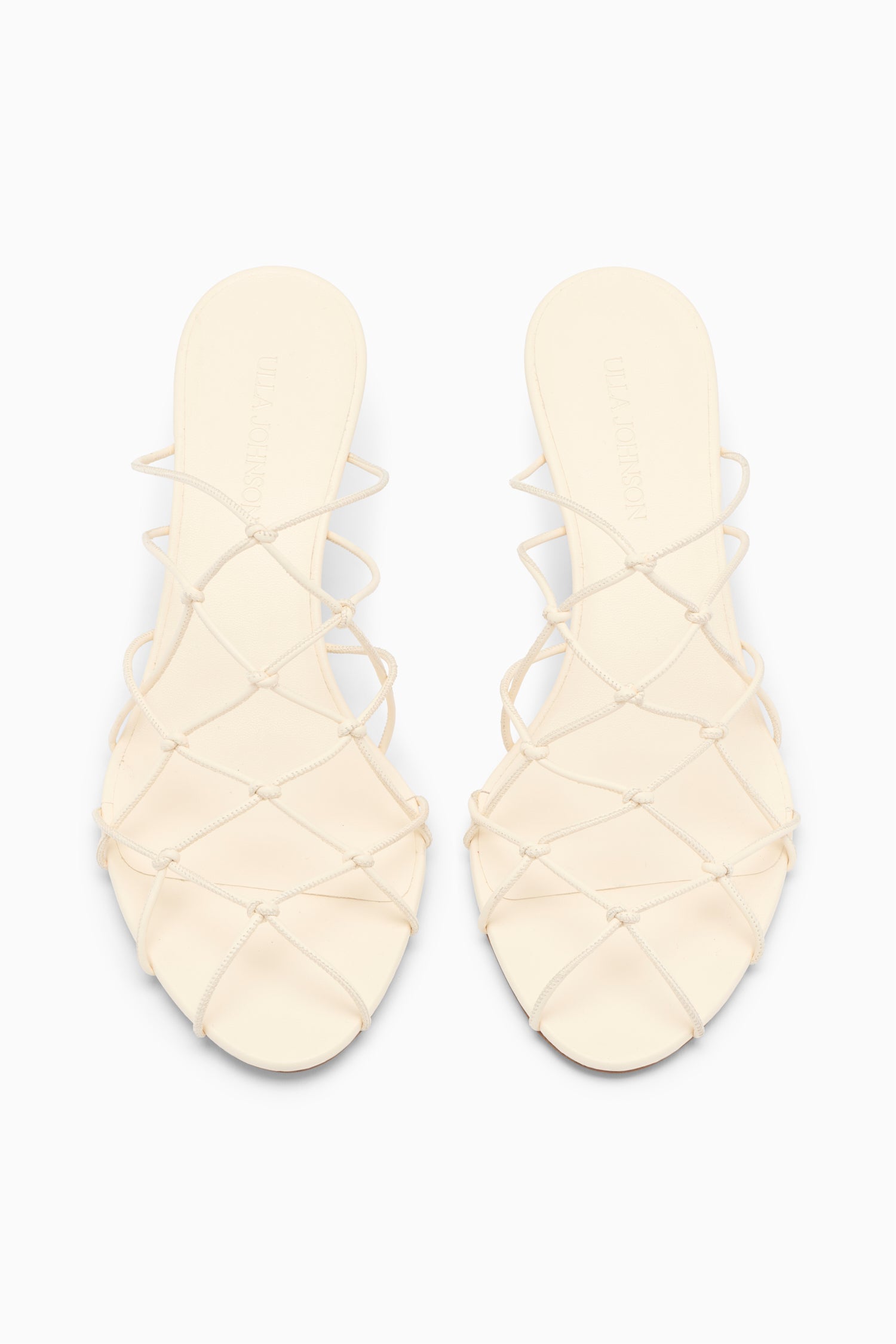 Ulla Johnson Pearl Vegan Leather Colette Kitten Heel Sandals - Top-Down Pair View | Ulla Johnson
