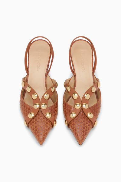 Nutmeg Designer Studded Kitten Heel Pair - Top View | Ulla Johnson