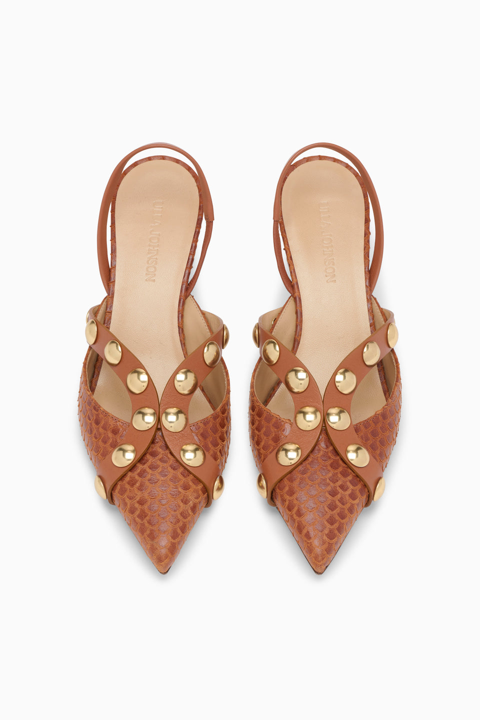 Nutmeg Designer Studded Kitten Heel Pair - Top View | Ulla Johnson