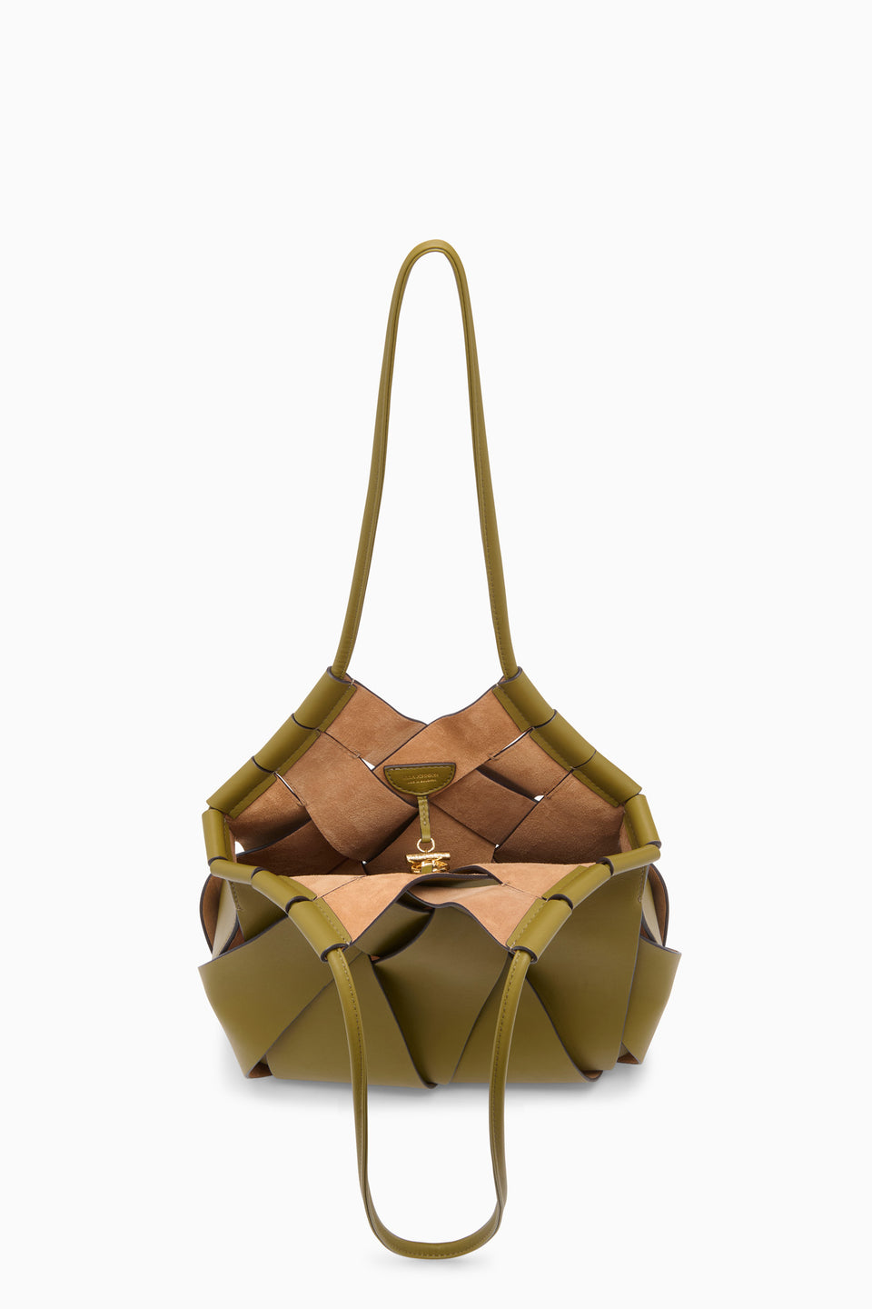 Olive Italian Leather Designer Shoulder Bag - Open Interior View | Ulla Johnson