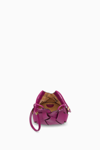 Orchid Italian Leather Woven Crossbody Bag - Interior Suede Lining View | Ulla Johnson