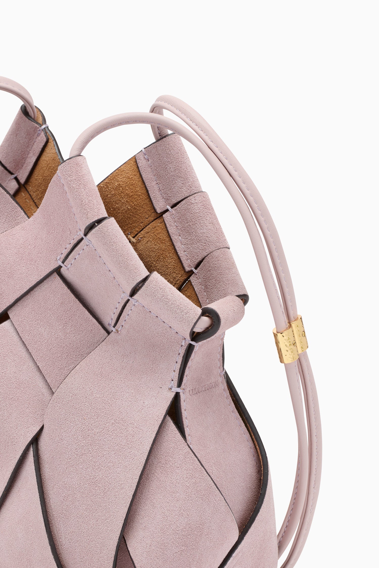 Ulla Johnson Lilac Woven Suede Crossbody Bag - Hand-Painted Edge & Gold Hardware Detail | Ulla Johnson