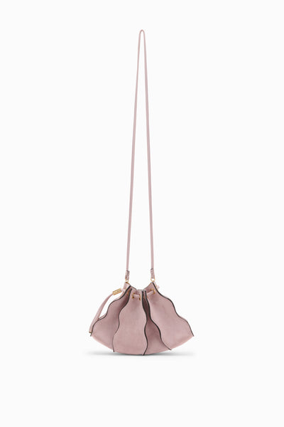 Lilac Suede Adria Small Crossbody Bag - Front View with Long Strap | Ulla Johnson
