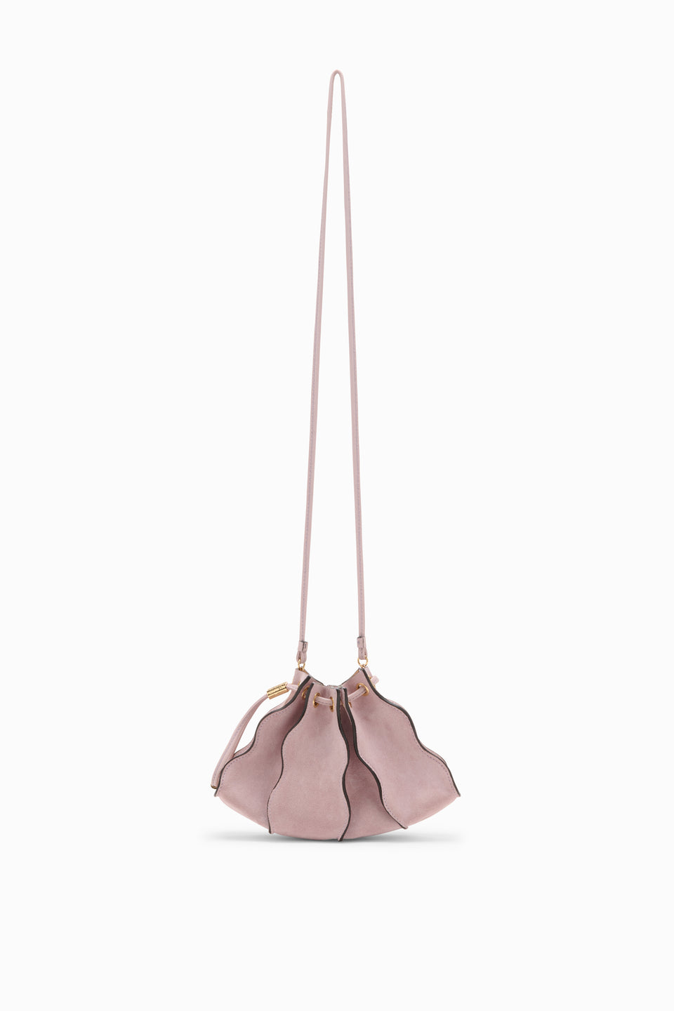 Lilac Suede Adria Small Crossbody Bag - Front View with Long Strap | Ulla Johnson
